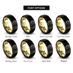 font options for inside engraving on black & gold new moon rings