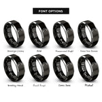 font options for inside engraving on black & silver new moon rings