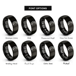 font options for inside engraving on black new moon rings