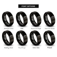 font options for inside engraving on black new moon rings