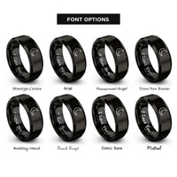 font options for inside engraving on black new moon rings
