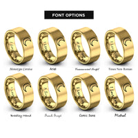 font options for inside engraving on gold new moon rings