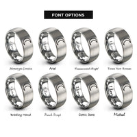 font options for inside engraving on gray new moon rings