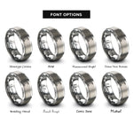 font options for inside engraving on gray new moon rings