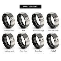 font options for inside engraving on black & gray new york rings