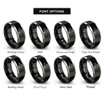 font options for inside engraving on black & silver new york rings