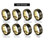 font options for inside engraving on gunmetal & gold new york rings