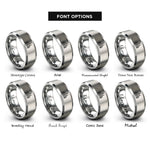 font options for inside engraving on silver new york skyline rings