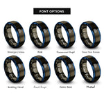 font options for inside engraving on gunmetal & blue new york skyline rings