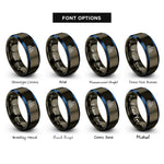 font options for inside engraving on gunmetal & blue new york skyline rings