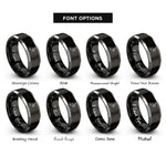 font options for inside engraving on black & gray new zealand rings