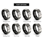 font options for inside engraving on black & grey new zealand rings
