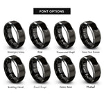 font options for inside engraving on black & grey new zealand rings