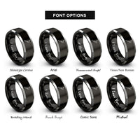 font options for inside engraving on black & grey new zealand rings
