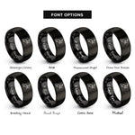 font options for inside engraving on black new zealand rings