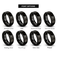 font options for inside engraving on black new zealand rings
