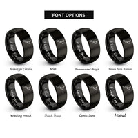 font options for inside engraving on black new zealand rings