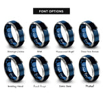 font options for inside engraving on blue & grey new zealand rings