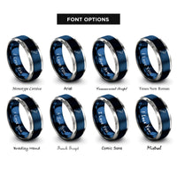 font options for inside engraving on blue & grey new zealand rings