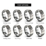 font options for inside engraving on grey news desk icon rings