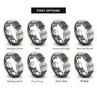 font options for inside engraving on silver news desk icon rings
