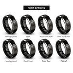 font options for inside engraving on black & gray news video camera rings