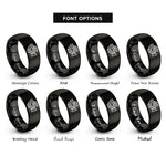 font options for inside engraving on black news video camera rings