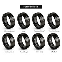 font options for inside engraving on black news video camera rings