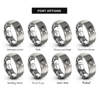 font options for inside engraving on gray news video camera rings