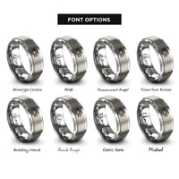 font options for inside engraving on silver news video camera rings