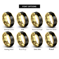 font options for inside engraving on black & gold newspaper rings
