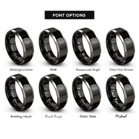 font options for inside engraving on black & gray newspaper rings