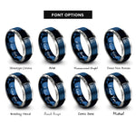 font options for inside engraving on blue & silver newtons cradle rings