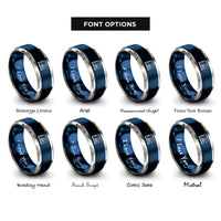 font options for inside engraving on blue & silver newtons cradle rings