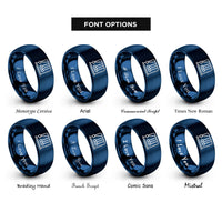 font options for inside engraving on blue newtons cradle rings