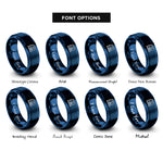 font options for inside engraving on blue newtons cradle rings