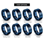 font options for inside engraving on blue newtons cradle rings