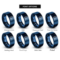 font options for inside engraving on blue newtons cradle rings
