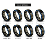 font options for inside engraving on gunmetal & blue newtons cradle rings