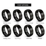 font options for inside engraving on black niece heart rings