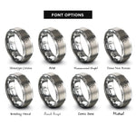 font options for inside engraving on grey niece heart rings