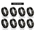 font options for inside engraving on black & grey night crickets rings