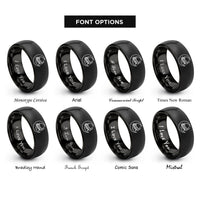 font options for inside engraving on black night crickets rings