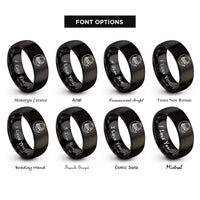 font options for inside engraving on black night crickets rings