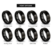 font options for inside engraving on black night crickets rings