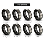 font options for inside engraving on black & grey night sky stars rings