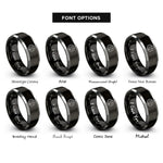 font options for inside engraving on black & gray night sky stars rings