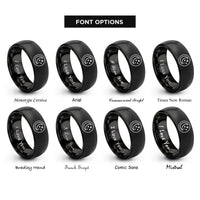 font options for inside engraving on black night sky stars rings