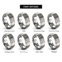 font options for inside engraving on gray night sky stars rings