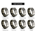 font options for inside engraving on gunmetal & grey night sky stars rings